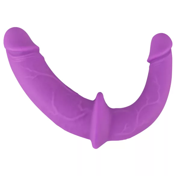 SMILE - strap-on dubbel dildo met slip - siliconen paars-zwart