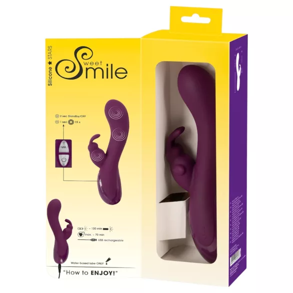 SMILE - vibrator met 3 motoren en clitorisstimulator - oplaadbaar - paars