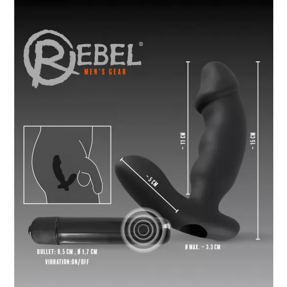 Rebel - prostaat vibrator met penis - siliconen - zwart