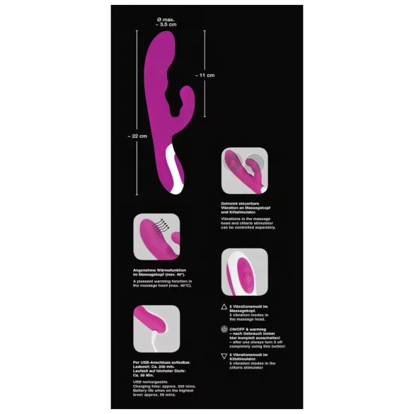 Javida - clitorisstimulator vibrator - verwarmend - siliconen roze