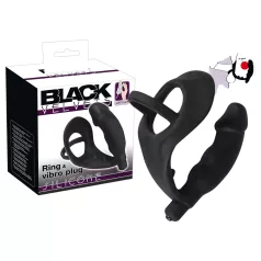   Black Velvets - anaal vibrator met penis- en balringen - zwart