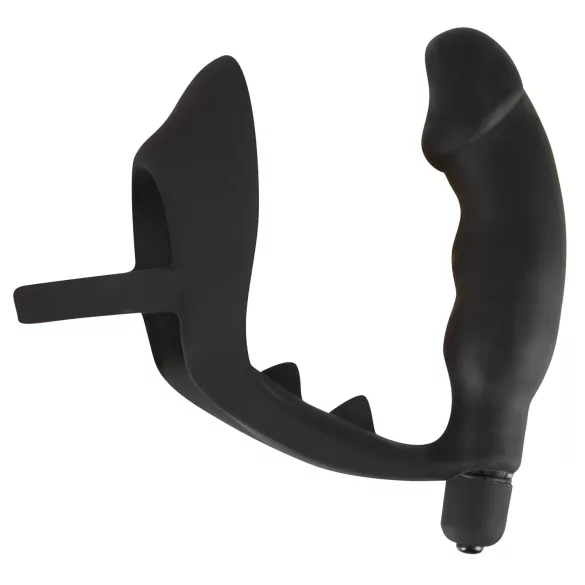 Black Velvets - anaal vibrator met penis- en balringen - zwart