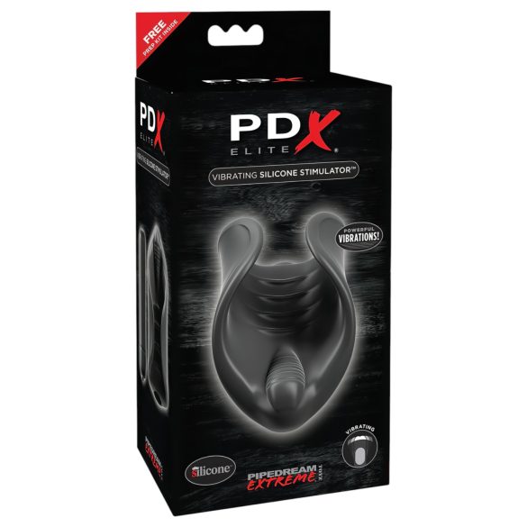 PDX Elite - siliconen penis vibrator (zwart)