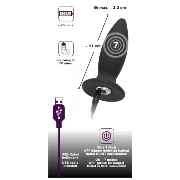 Black Velvets - anaal vibrator voor beginners - oplaadbaar - klein - zwart