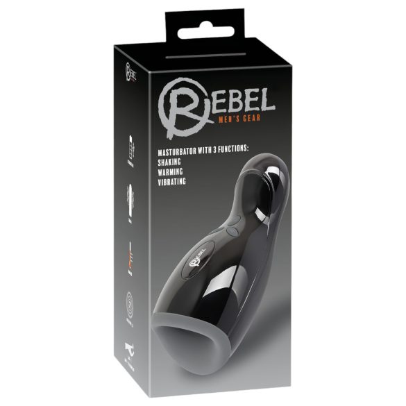 Rebel - Verwarmde, vibrerende, op-en-neer bewegende masturbator (zwart)
