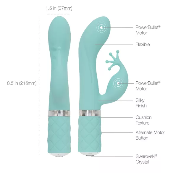 Pillow Talk Kinky - oplaadbare G-spot vibrator met 2 motoren (turkoois)
