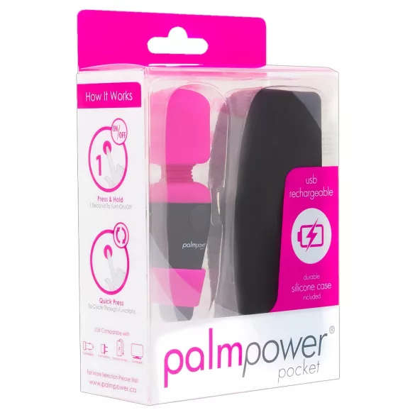 PalmPower - mini vibrator wand - compact formaat - roze/zwart