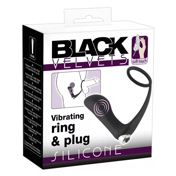 Black Velvets - anaal vibrator met penisring - zwart