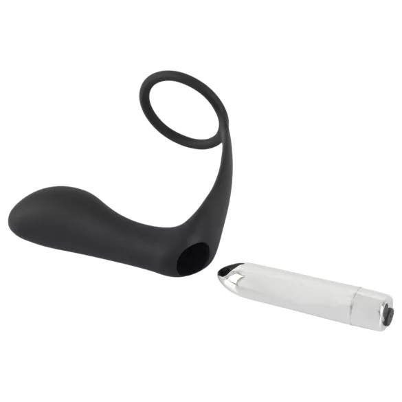 Black Velvets - anaal vibrator met penisring - zwart