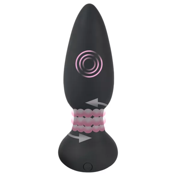 Black Velvets - anaal vibrator met draaiende kralen - zwart