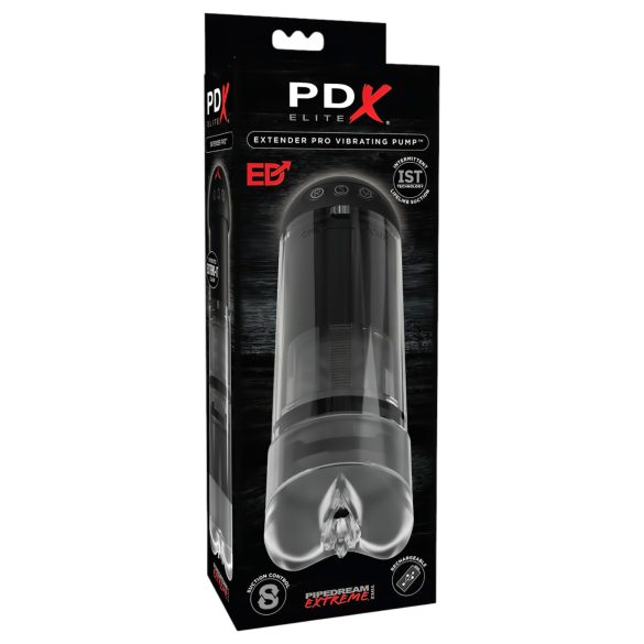 PDX Elite Extender Pro - oplaadbare zuig- en trilvagina (zwart)