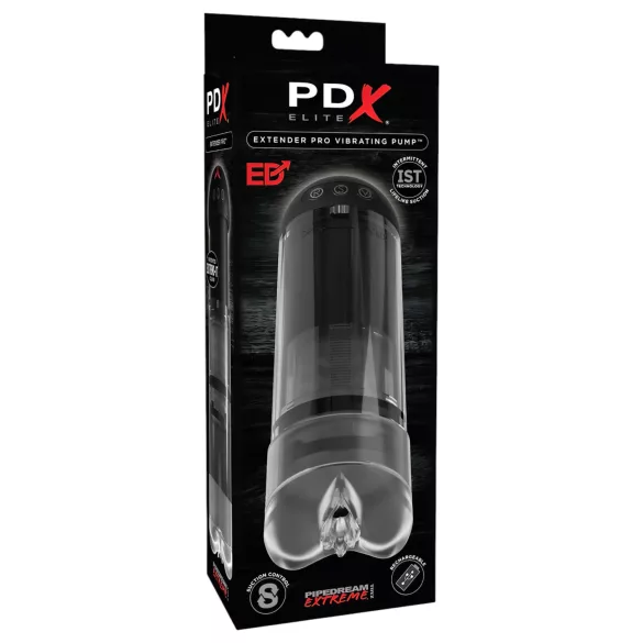 PDX Elite Extender Pro - automatische zuigende vibrerende kunstvagina - zwart