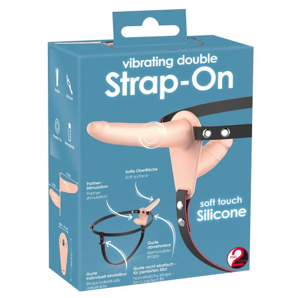 You2Toys - Strap-On - Draagbare Dubbele Vibrator (Natuurlijk)