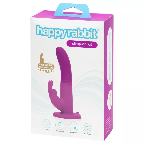 Happyrabbit - strap-on vibrator met konijnenoor - paars