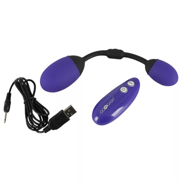 GoGasm - Vibrerend duo-ei voor vagina en anus - silicone - paars/zwart