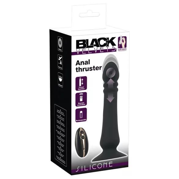 Black Velvets - oplaadbare, stotende anale vibrator (zwart)