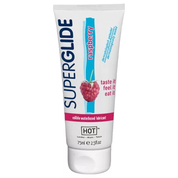 HOT Superglide - glijmiddel op waterbasis - eetbaar - framboos - 75ml