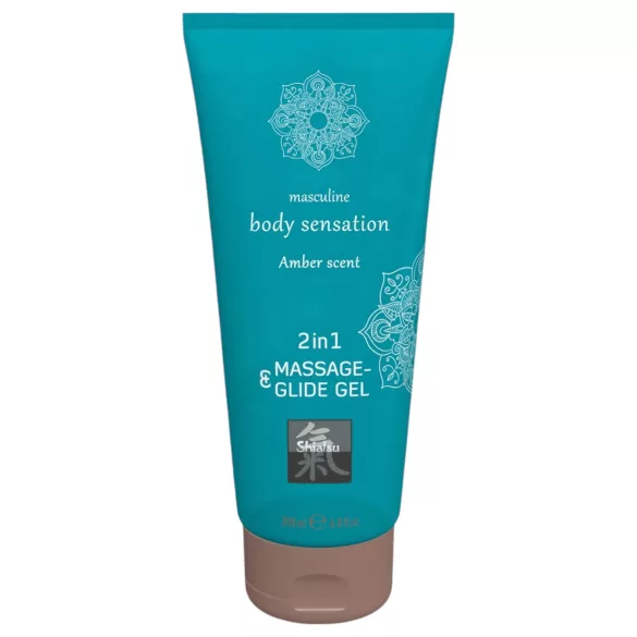 HOT - Shiatsu 2in1 Amber Scent - massageglijmiddel - amber (200 ml)