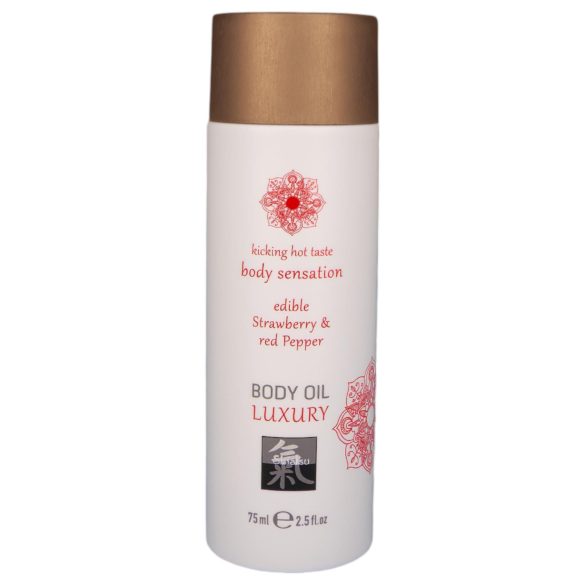 Shiatsu Luxe Eetbare Massageolie - Aardbei & Rode Peper (75ml)