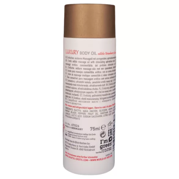 Shiatsu Luxury - eetbare massageolie - aardbei rode peper - 75ml