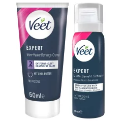   Veet - intieme ontharingscrème en hydraterende mousse voor vrouwen (2×50 ml)