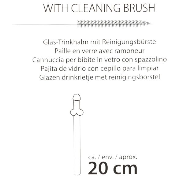 Straw Willy - glazen rietje met penis - transparant - set van 4