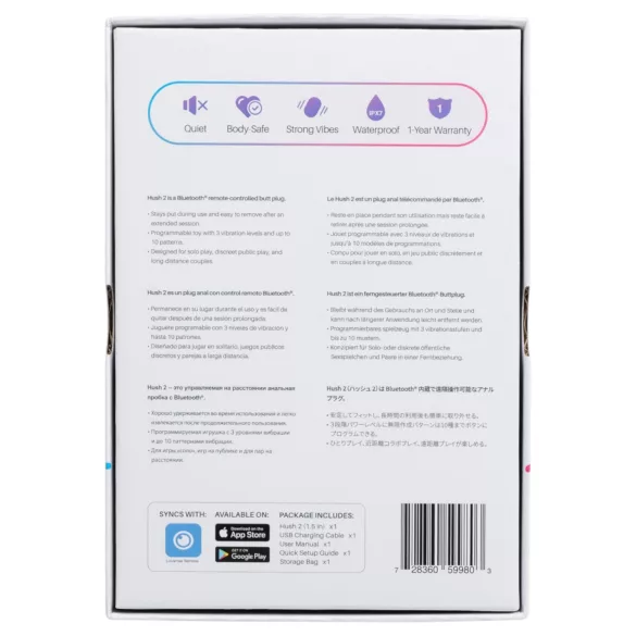 Lovense Hush 2 S - App-gestuurde anaalvibrator (38 mm, zwart)