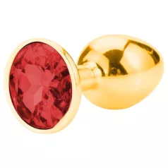Sunfo - metalen buttplug met rode steen - goudkleurig