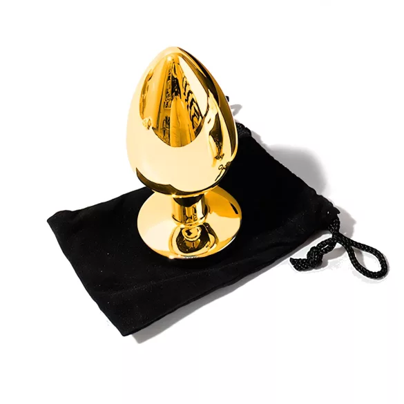 Sunfo - metalen buttplug met rode steen - goudkleurig