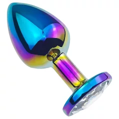 Sunfo - metalen buttplug - witte steen - regenboog
