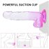 Sunfo - Zuignap dildo met ballen - 22 cm (transparant-paars)