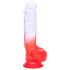 Sunfo - Zuignap dildo met ballen - 21 cm (helder rood)