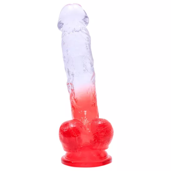 Sunfo - dildo met zuignap en ballen - 21cm - transparant rood