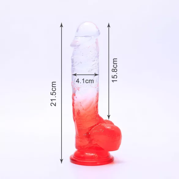 Sunfo - dildo met zuignap en ballen - 21cm - transparant rood