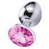 Sunfo - metalen anaalplug met roze steen (zilver)