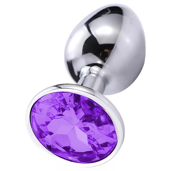 Sunfo - metalen buttplug - paarse steen - zilver
