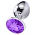 Sunfo - metalen buttplug - paarse steen - zilver
