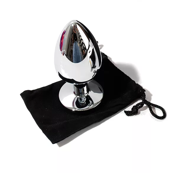 Sunfo - metalen buttplug - paarse steen - zilver