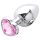 Sunfo - metalen anale plug met hartvormige steen (zilver-roze)
