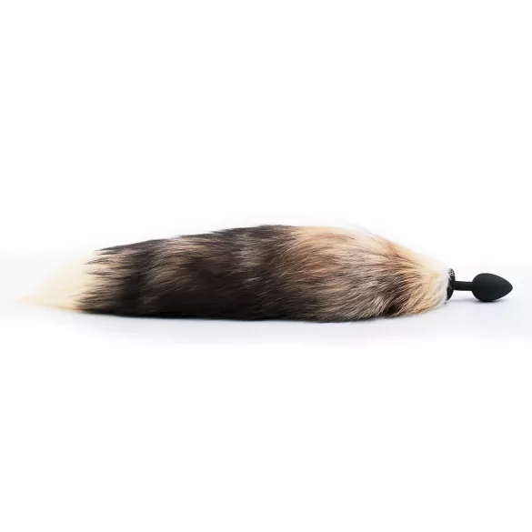 Sunfo - siliconen buttplug met vossenstaart - zwart rood