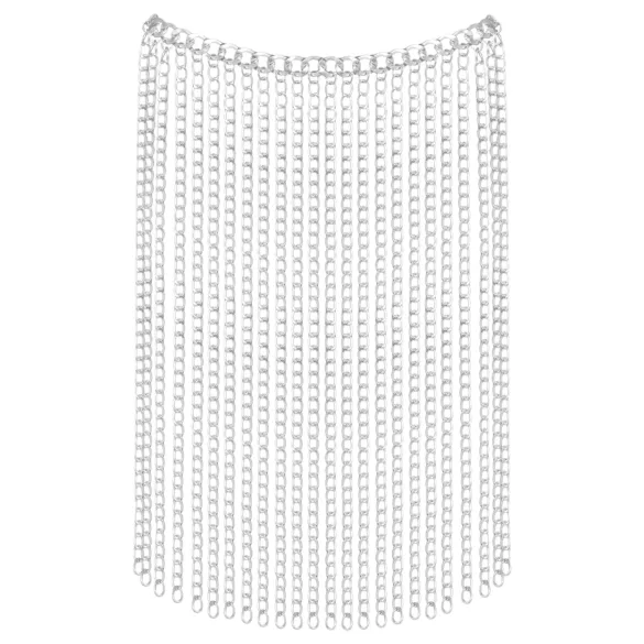 Bad Kitty - halsband en riem met schakels (zilver)