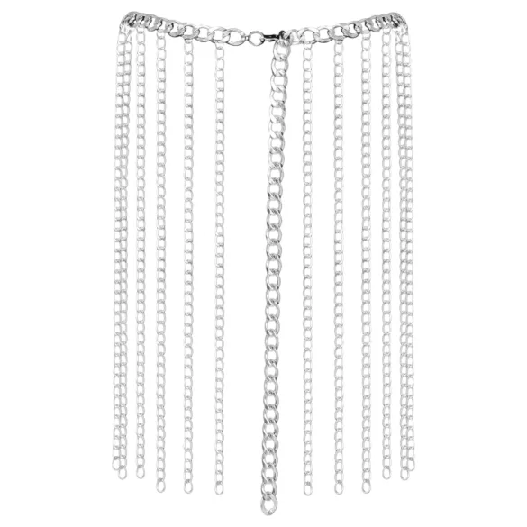 Bad Kitty - halsband en riem met schakels (zilver)