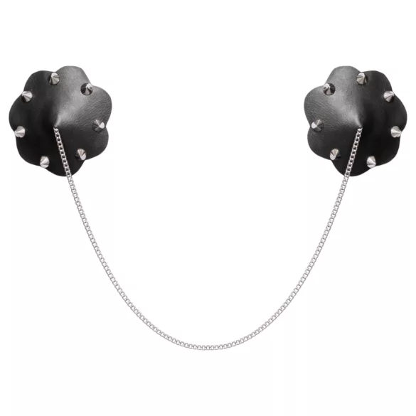 Bad Kitty - nippelstickers met studs en ketting (zwart)
