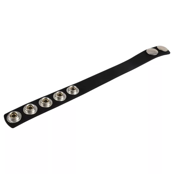 Pulselock Forge - verstelbare siliconen penisring met drukknoopsluiting (zwart) - 228 mm