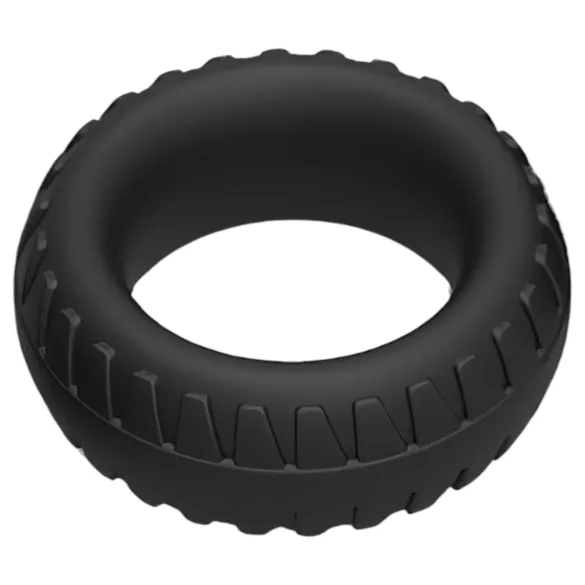 Pulselock Forge - siliconen penisring met bandpatroon (zwart) - 30 mm
