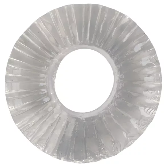 Pulselock Cocktura - geribbelde TPE-penisring (transparant) - 19 mm