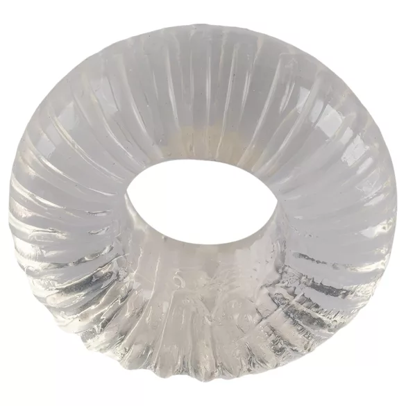 Pulselock Cocktura - geribbelde TPE-penisring (transparant) - 19 mm