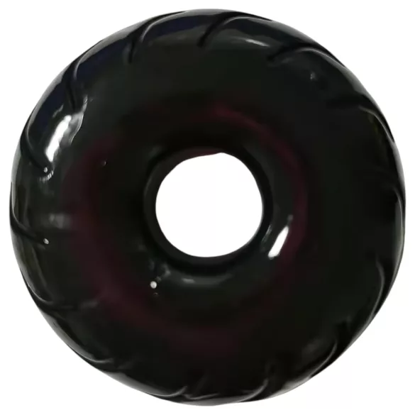 Pulselock Forge - penisring van TPE met wielpatroon (zwart) - 19 mm
