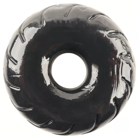 Pulselock Forge - penisring van TPE met wielpatroon (zwart) - 19 mm