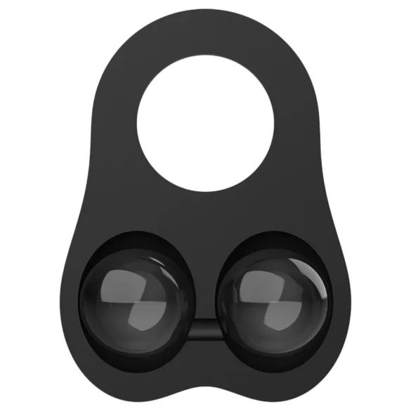 Pulselock Taur - siliconen penis- en balringen met glazen kralen (zwart)